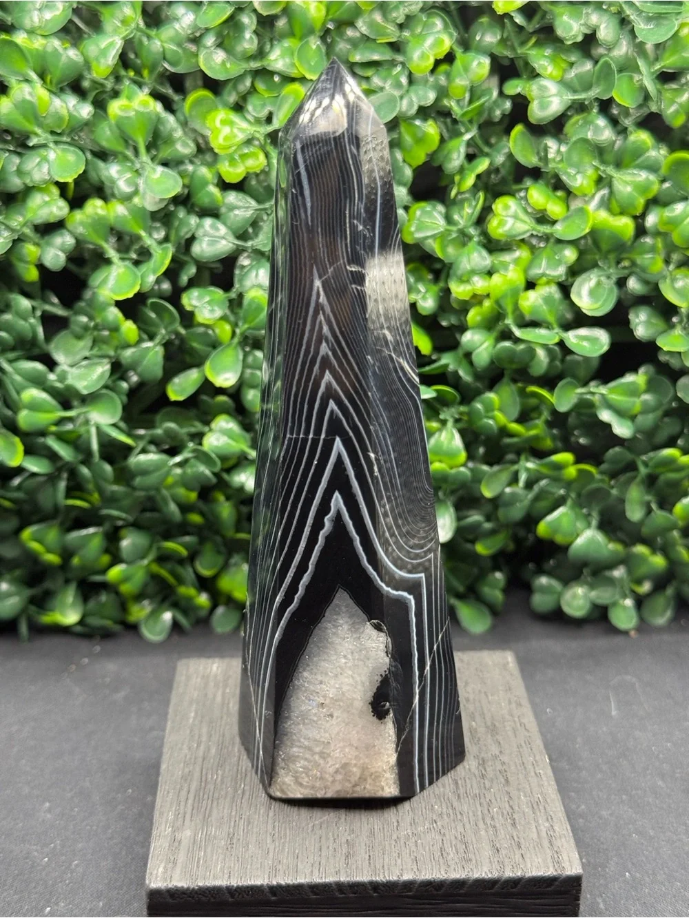 Black Banded Agate & Quartz Towers Obelisk